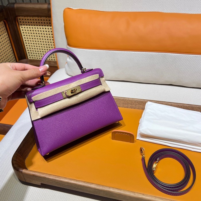 Handbags Hermes mini kelly  size:19 cm
