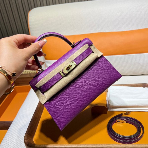  Handbags Hermes mini kelly  size:19 cm