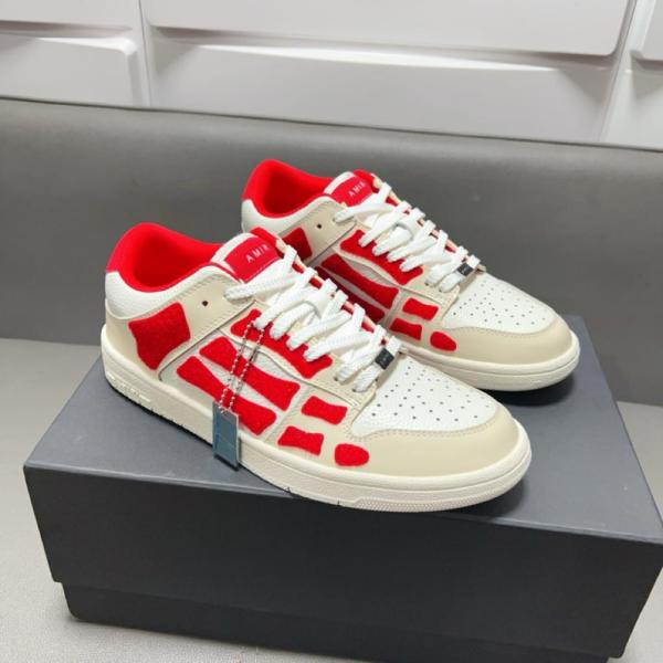 AMIRI Skel Top Low White Red Chenille