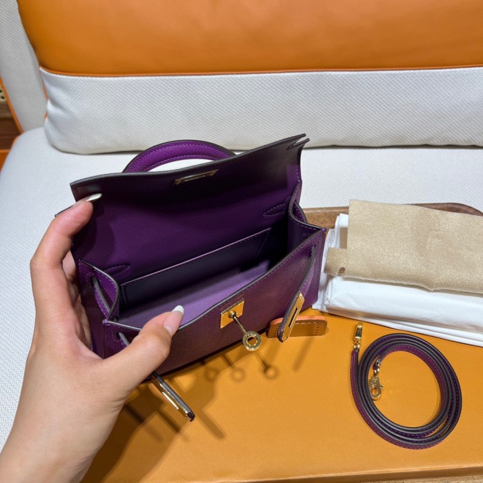  Handbags Hermes mini kelly  size:19 cm