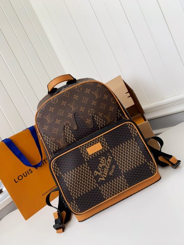 Louis Vuitton x Nigo Campus Backpack Damier Ebene Giant Brown N40380 size 30*13*39 cm