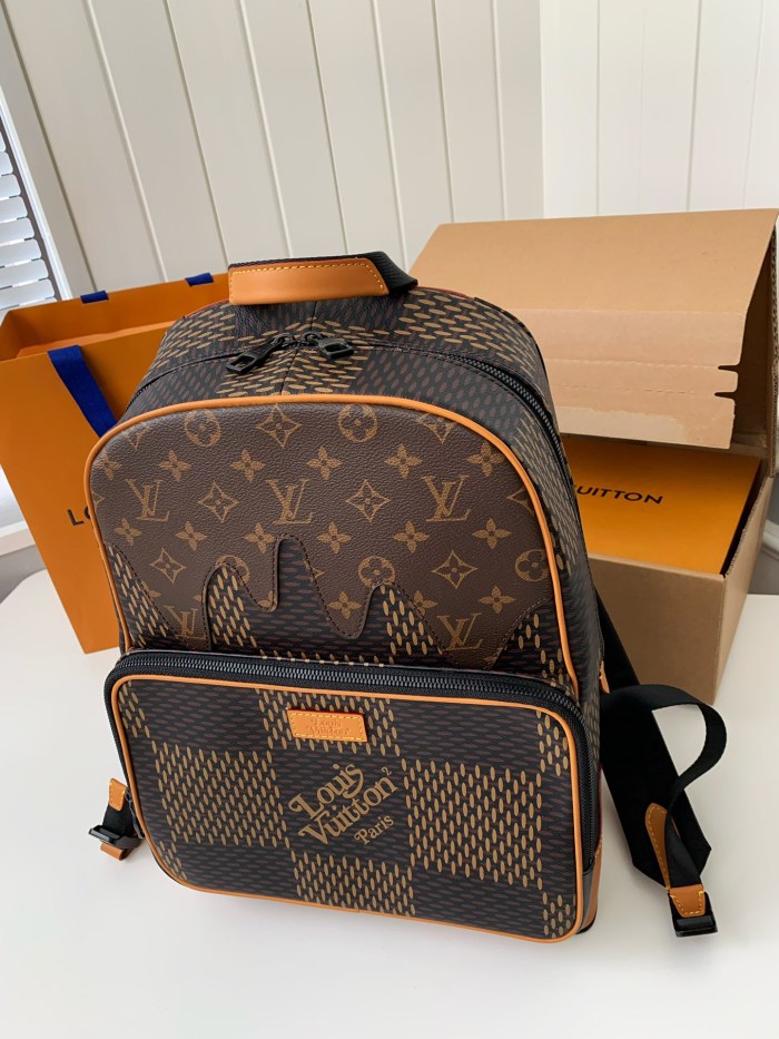 Louis Vuitton x Nigo Campus Backpack Damier Ebene Giant Brown N40380 size 30*13*39 cm