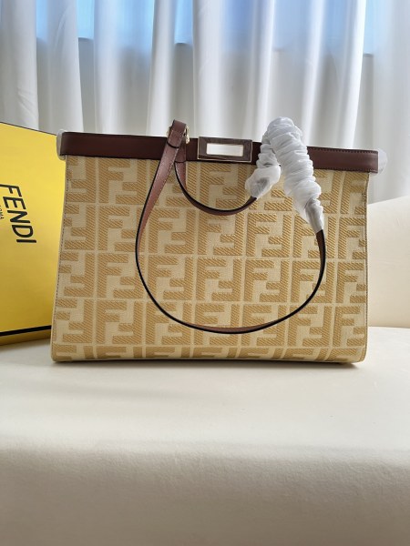 FENDI Canvas One Shoulder Handbag Women's Beige 8BH374A9P6F1E1A size 41*16*29.5cm