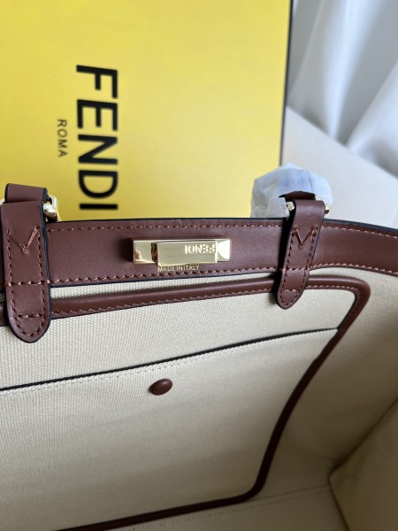 FENDI Canvas One Shoulder Handbag Women's Beige 8BH374A9P6F1E1A size 41*16*29.5cm