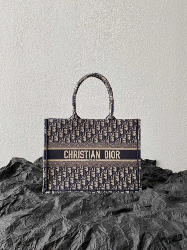 Dior Booktote Oblique Handmade Embroidery Blue M1296ZRIW-M928 Medium size 36*16.5*27.5cm
