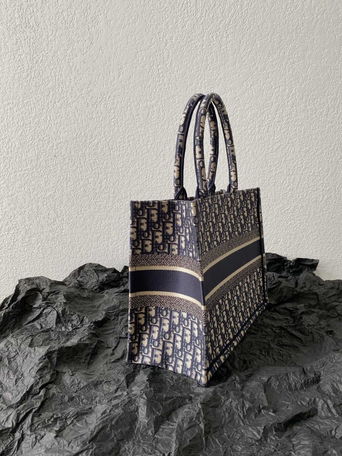 Dior Booktote Oblique Handmade Embroidery Blue M1296ZRIW-M928 Medium size 36*16.5*27.5cm