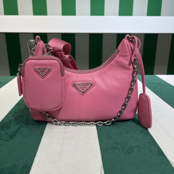 PRADA 2005 Shoulder Bag Begonia Pink 1BH204_R064_F0638_V_V9L size: 22*6*18 cm