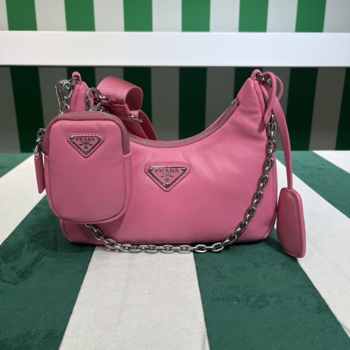 PRADA 2005 Shoulder Bag Begonia Pink 1BH204_R064_F0638_V_V9L size: 22*6*18 cm