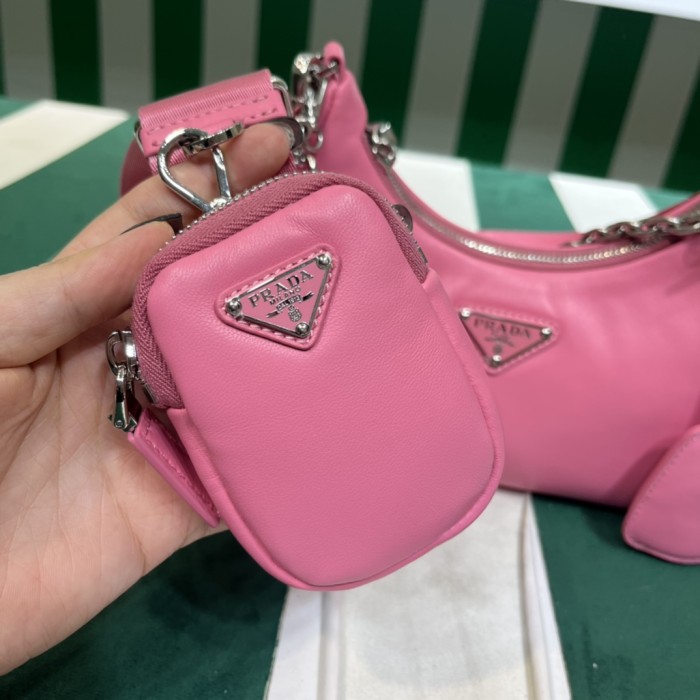 PRADA 2005 Shoulder Bag Begonia Pink 1BH204_R064_F0638_V_V9L size: 22*6*18 cm
