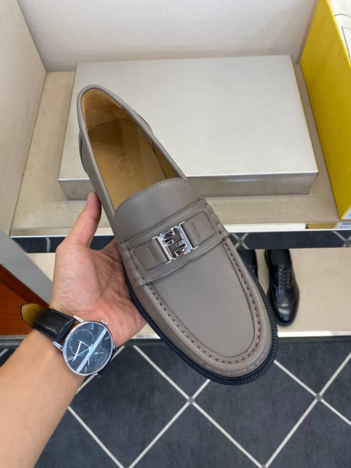 FENDI FF Loafers Men's Beige