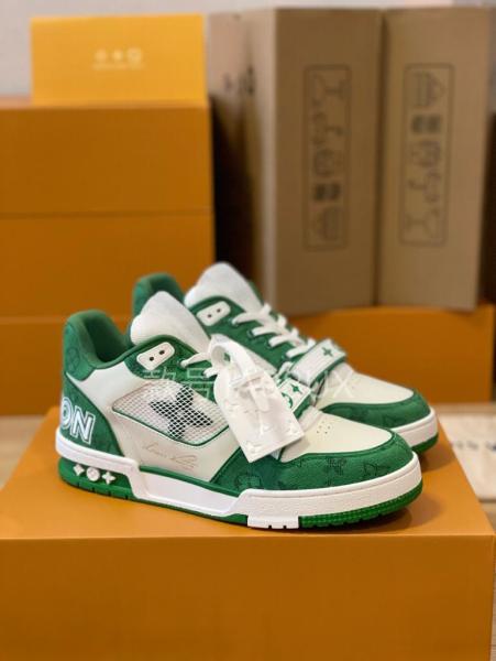 Louis Vuitton Trainer Green Monogram Denim