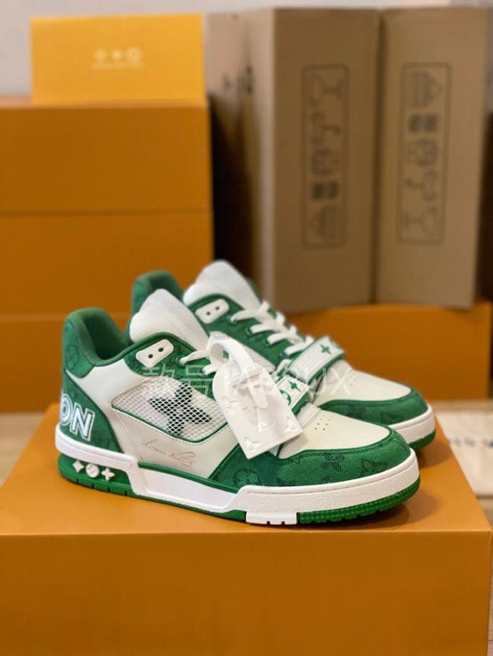 Louis Vuitton Trainer Green Monogram Denim