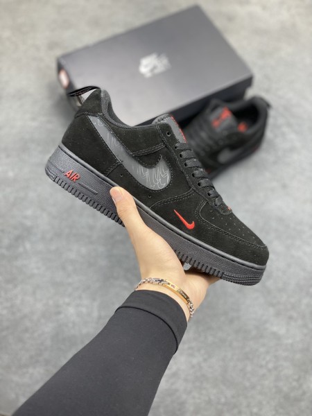 Nike Air Force 1 Low Multi-Swoosh Black Crimson