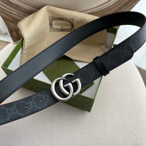GUCCI Monogram Reversible Buckle Belt 643847-92TIN-1000 Width 3cm