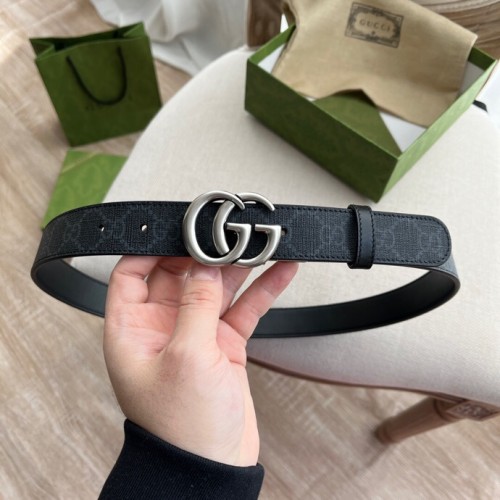 GUCCI Monogram Reversible Buckle Belt 643847-92TIN-1000 Width 3cm