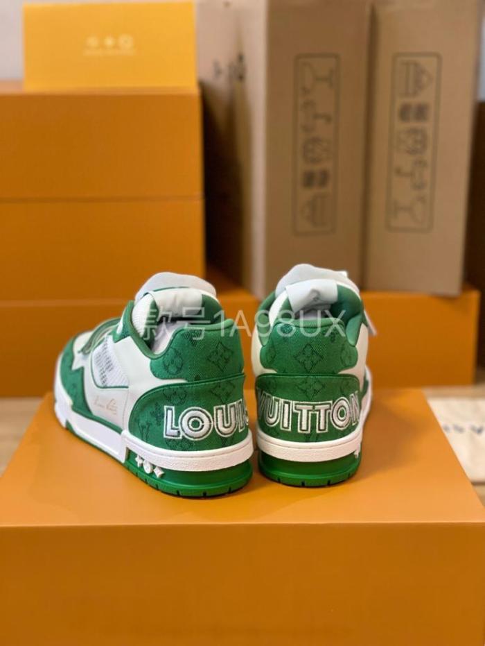 Louis Vuitton Trainer Green Monogram Denim