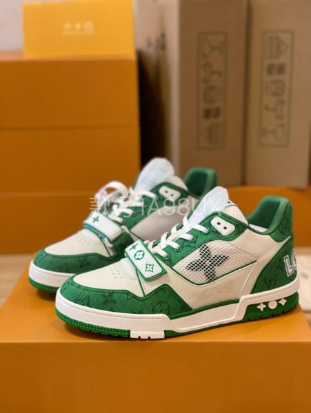 Louis Vuitton Trainer Green Monogram Denim