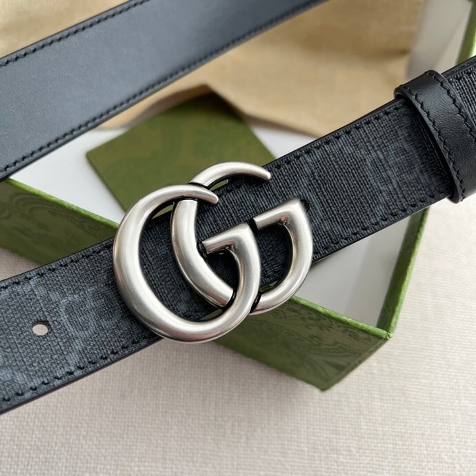 GUCCI Monogram Reversible Buckle Belt 643847-92TIN-1000 Width 3cm