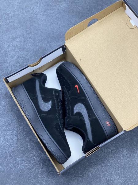 Nike Air Force 1 Low Multi-Swoosh Black Crimson