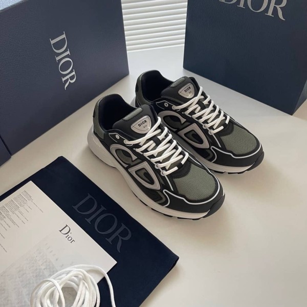Dior B30 SNEAKER Deep Green Mesh and Black Technical Fabric