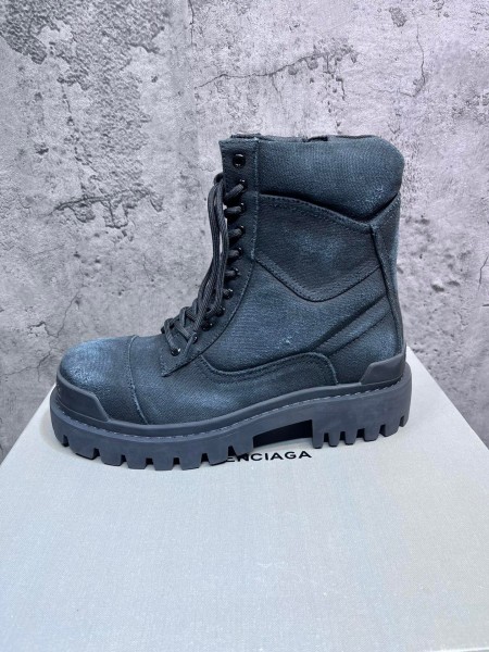 Balenciaga Combat Strike Canvas Combat Boots In Black Cotton