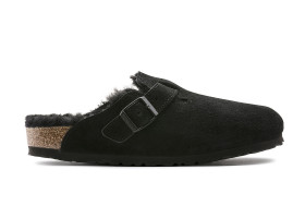 Birkenstock Boston Shearling Suede Leather Black