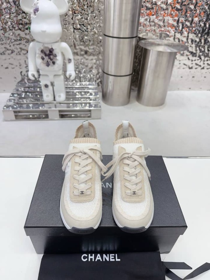 Chanel Trainers Knit & suede calfskin ivory
