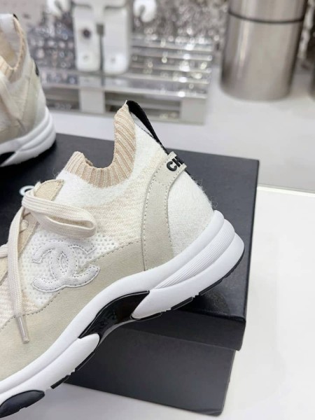 Chanel Trainers Knit & suede calfskin ivory