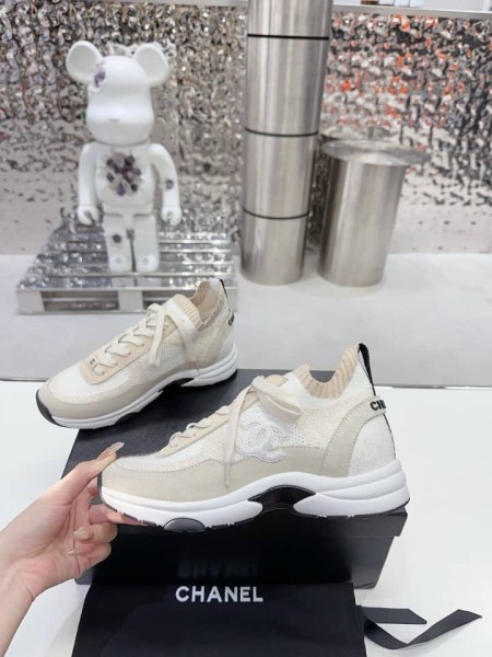 Chanel Trainers Knit & suede calfskin ivory