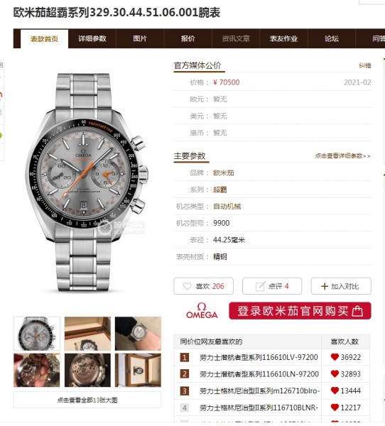  Watches OMEGA 316424 size:40*12 mm