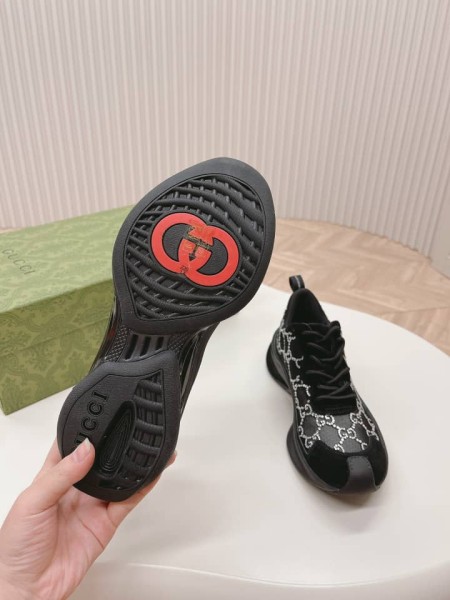 Gucci Women's  Run GG crystal sneaker Black suede trim