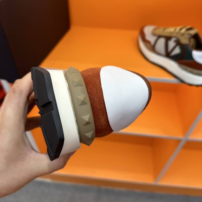 Valentino Garavani Vlogo Pace low-top sneaker in split leather, fabric and calfskin