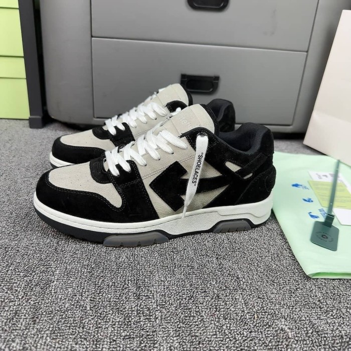 OFF-WHITE Out Of Office OOO Low Tops White Black Suede