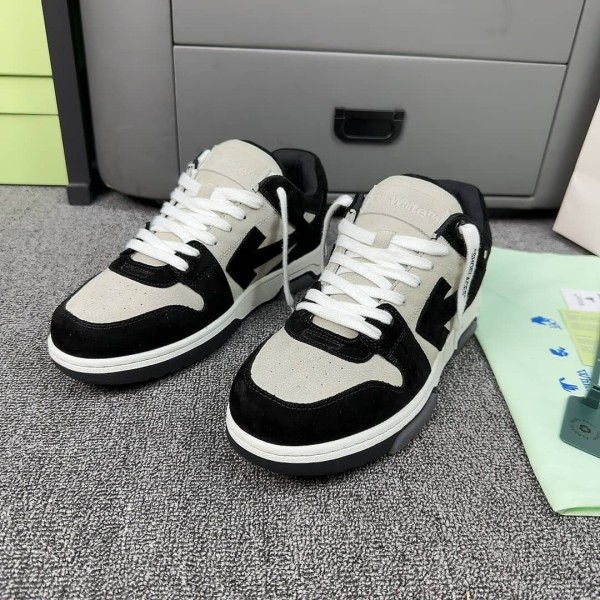 OFF-WHITE Out Of Office OOO Low Tops White Black Suede