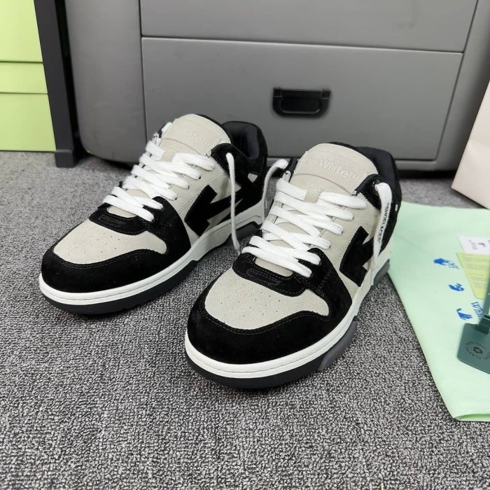 OFF-WHITE Out Of Office OOO Low Tops White Black Suede