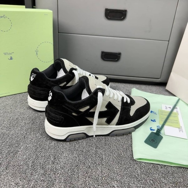 OFF-WHITE Out Of Office OOO Low Tops White Black Suede