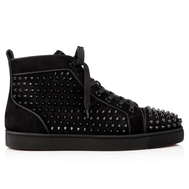 Christian Louboutin Louis Junior High-top sneakers - Veau velours and spikes - Black