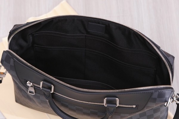 LOUIS VUITTON Canvas With Leather Handbag, Shoulder Bag, Crossbody Bag, Briefcase Men's Gray Black N41589 size 37*28*5.5cm