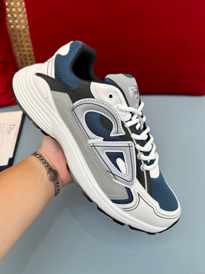 DIOR B30 Cow Leather Low top Casual Shoes Blue Gray