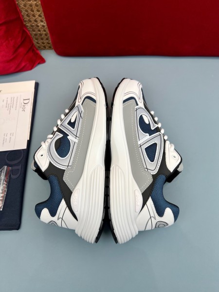 DIOR B30 Cow Leather Low top Casual Shoes Blue Gray