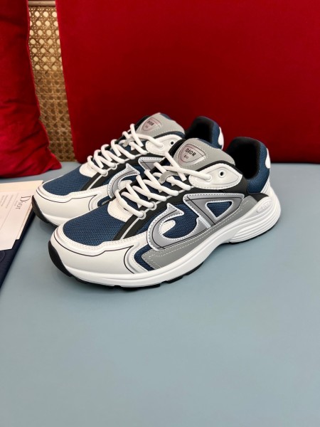 DIOR B30 Cow Leather Low top Casual Shoes Blue Gray