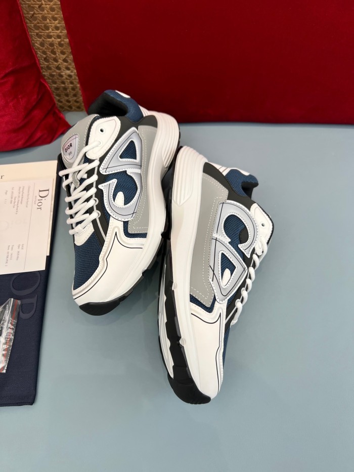 DIOR B30 Cow Leather Low top Casual Shoes Blue Gray