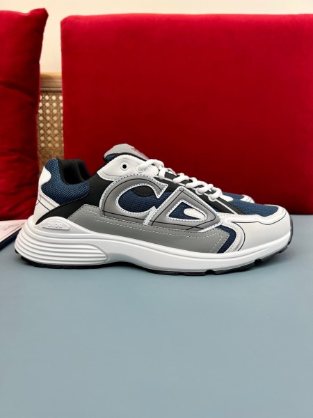 DIOR B30 Cow Leather Low top Casual Shoes Blue Gray