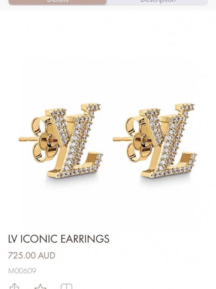 Louis Vuitton LV Iconic Earrings Gold/Rhinestone M00609