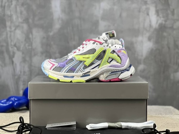 Balenciaga Runner Leather Free Grey Light Purple Neon Yellow White