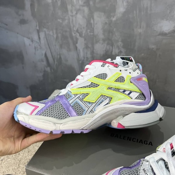 Balenciaga Runner Leather Free Grey Light Purple Neon Yellow White