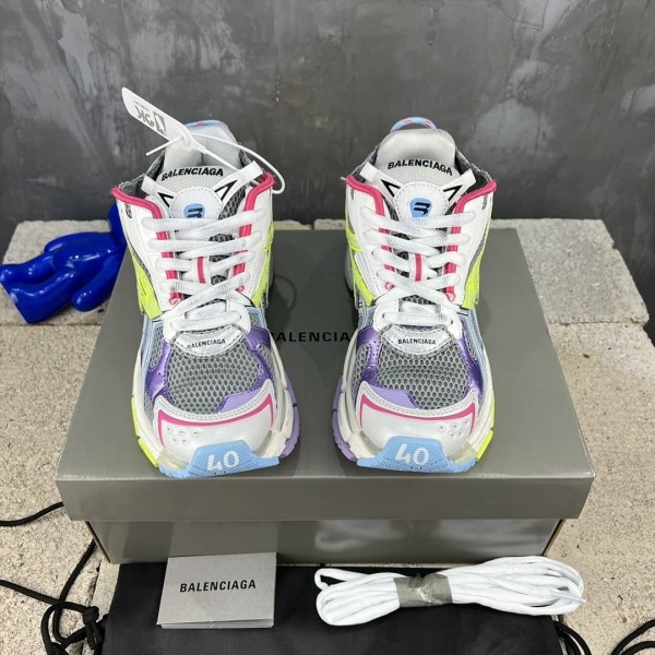 Balenciaga Runner Leather Free Grey Light Purple Neon Yellow White