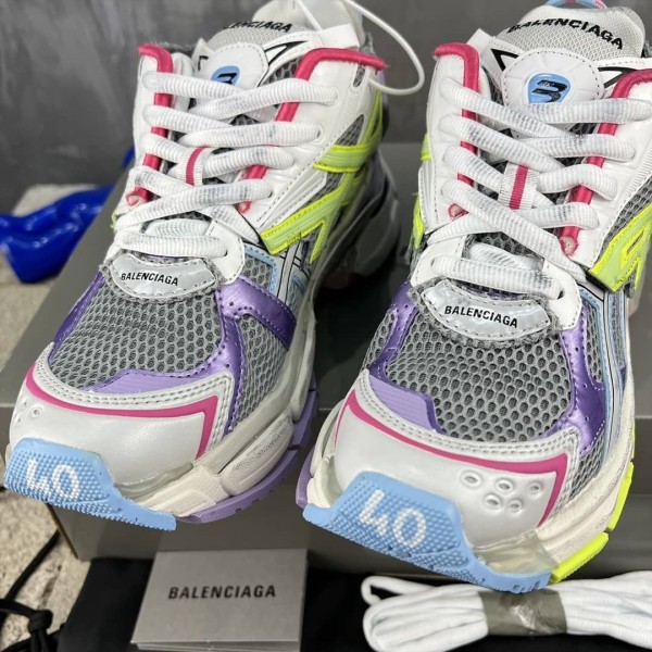 Balenciaga Runner Leather Free Grey Light Purple Neon Yellow White
