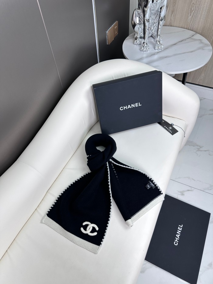 CHANEL Knit Scarves Women's Black