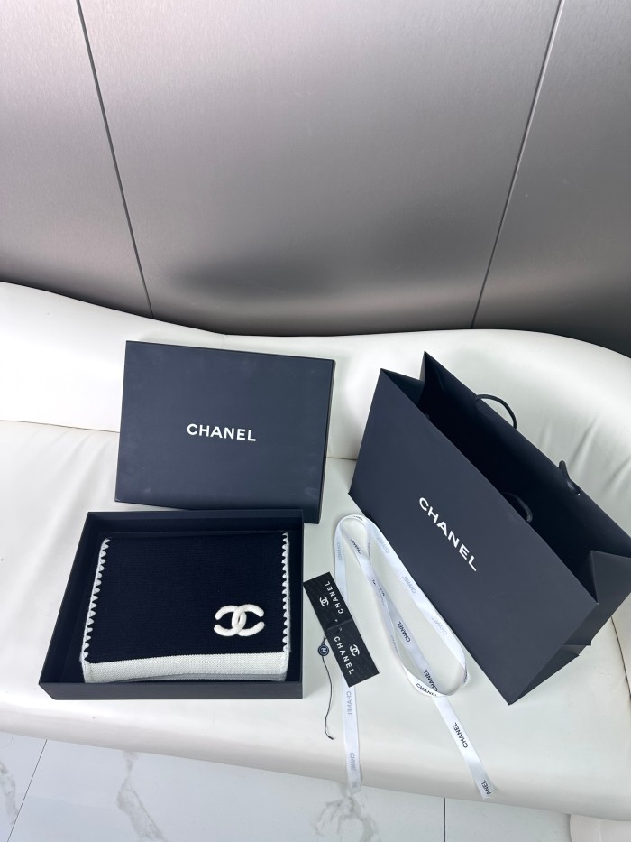 CHANEL Knit Scarves Women's Black